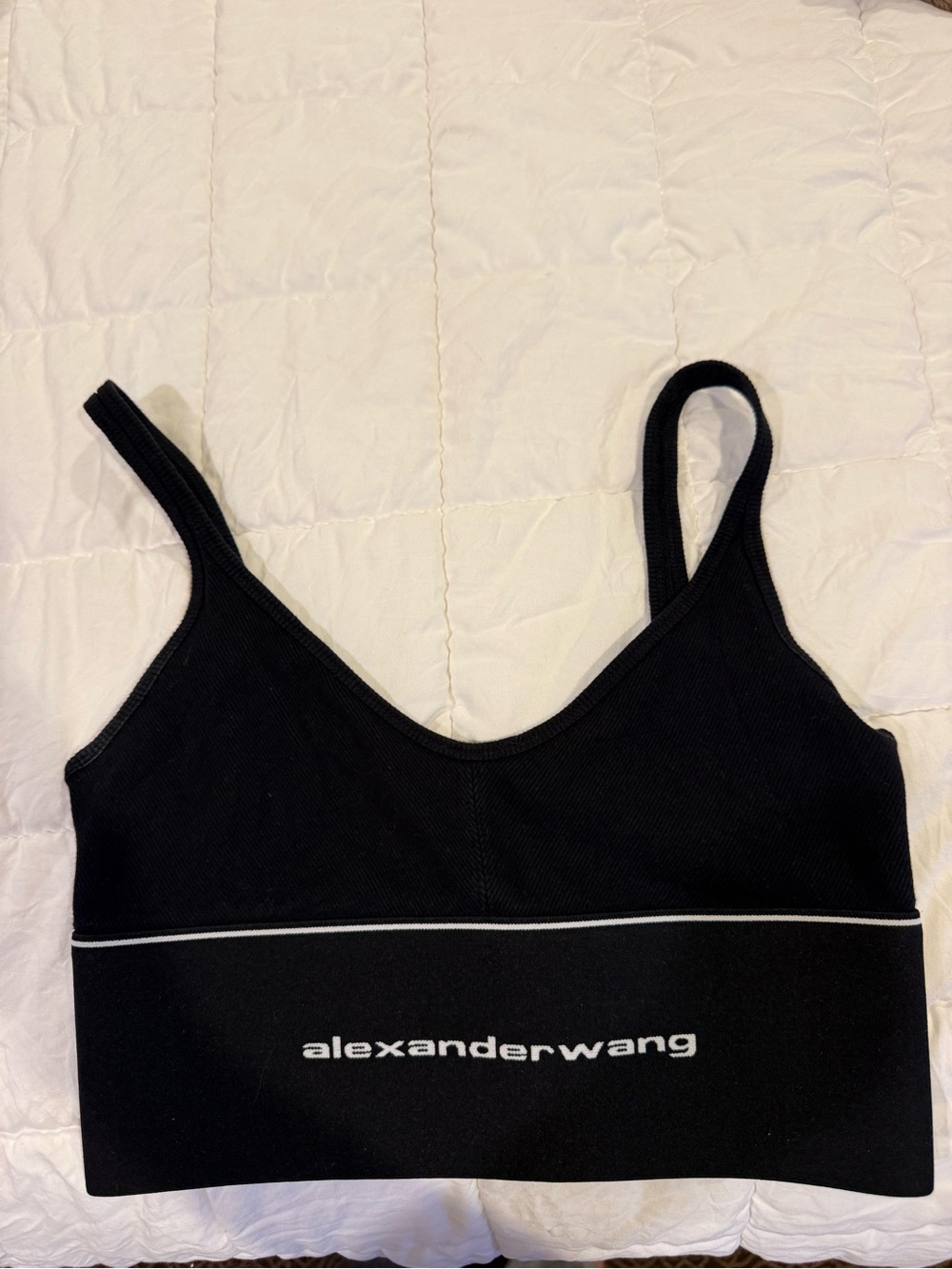Alexander Wang Black Ribbed Logo top - Size small